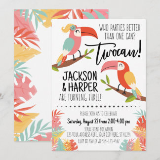 Toucan Birthday Einladung Geschwister Bruder Schwe