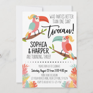 Toucan Birthday Einladung Schwestern Girl