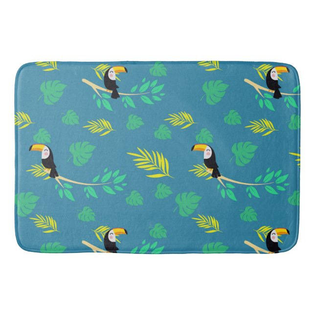 Toucan Blue und Green Tropenwald Badematte (Vorderseite)
