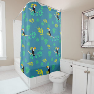 Toucan Blue und Green Tropenwald Duschvorhang