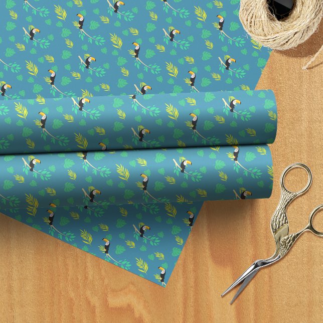 Toucan Blue und Green Tropenwald Geschenkpapier (Von Creator hochgeladen)