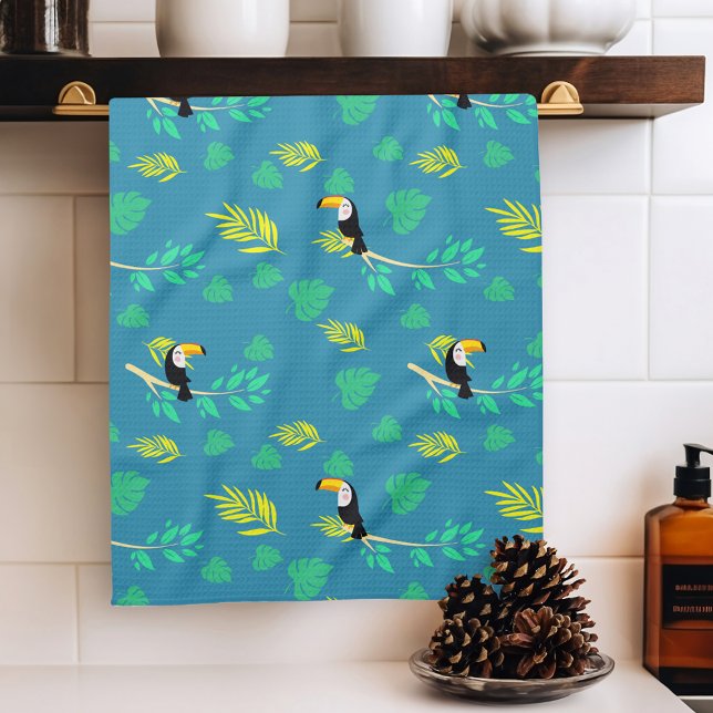 Toucan Blue und Green Tropenwald Geschirrtuch (Von Creator hochgeladen)