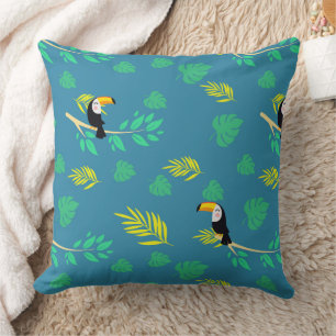 Toucan Blue und Green Tropenwald Kissen