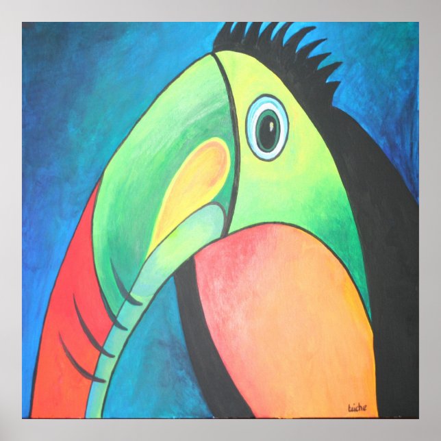Toucan Childlike Cartoon Painting Poster (Vorne)