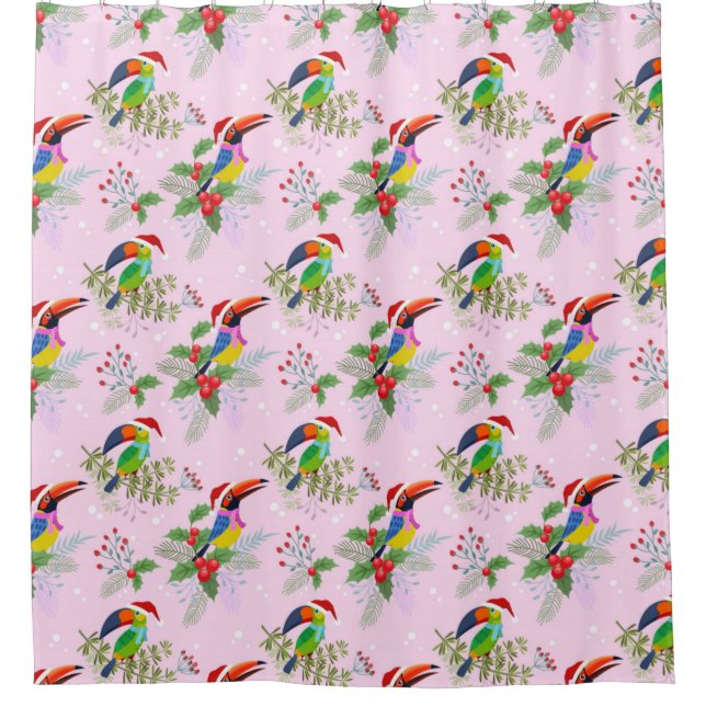 Toucan Christmas Pattern Duschvorhang (Vorderseite)