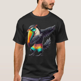Toucan Dabbing Swimming Pool Beach Vacation Tropic T-Shirt