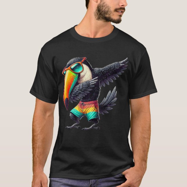 Toucan Dabbing Swimming Pool Beach Vacation Tropic T-Shirt (Vorderseite)