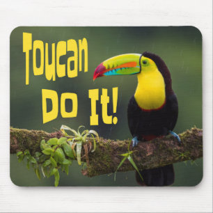 Toucan Do It! Colorful Bird Motivational Funny Pun Mousepad