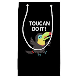 Toucan Do it Funny Positive Bird Pun Dark BG Kleine Geschenktüte