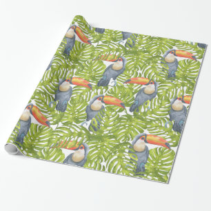 Toucan Dschungel-Vogel-Baum verlässt Muster Geschenkpapier