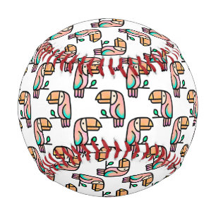 Toucan-Dschungelpastellmuster aus Regenbogen-Carto Baseball