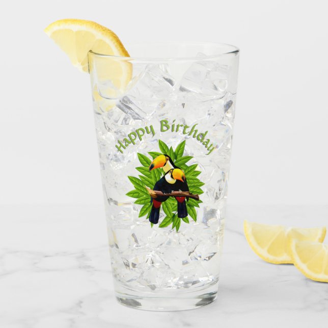 Toucan Duo Geburtstag Glas (Vorderseite Ice)