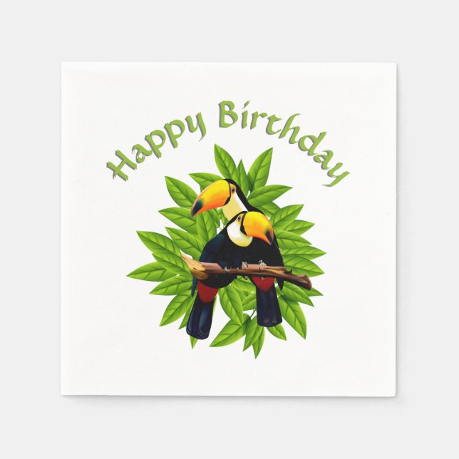 Toucan Duo Geburtstag Serviette (Vorderseite)