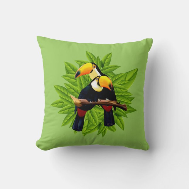 Toucan Duo Green Kissen (Vorderseite)
