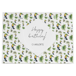 Toucan Exotic Monstera Aquarellbilder Große Geschenktüte