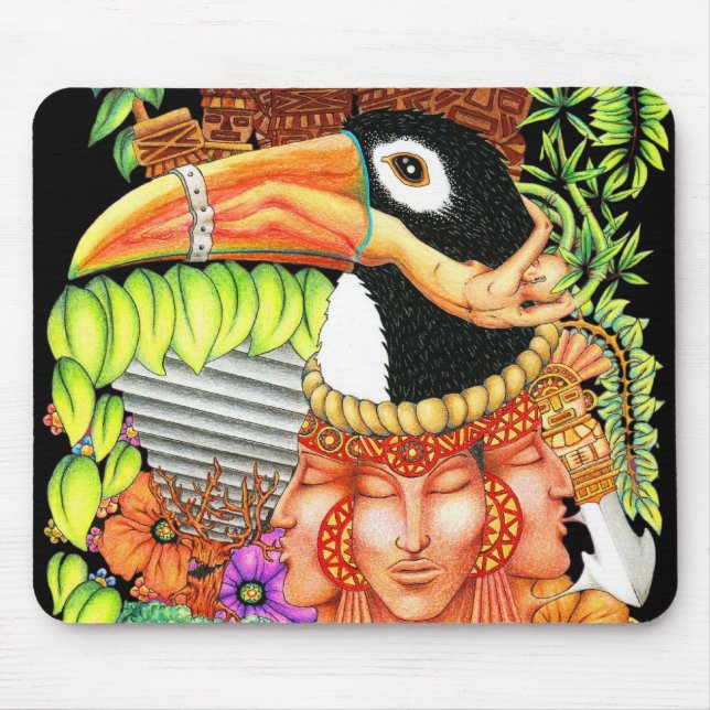 Toucan Fantasie-Kunst-Entwurf Mousepad (Vorne)