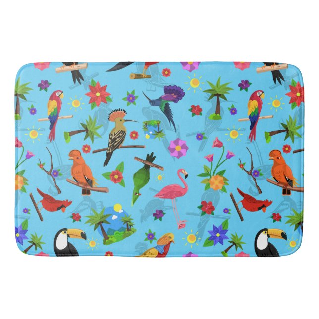 Toucan Flamingo und Arara nahtlose Vogelmuster Badematte (Vorderseite)