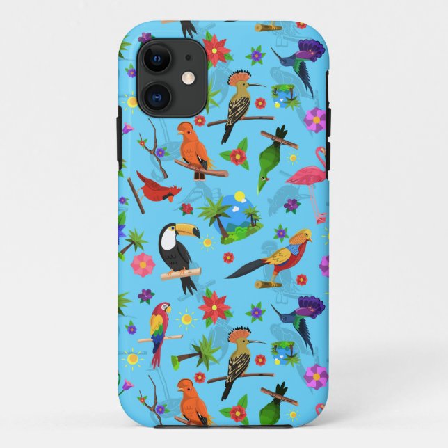 Toucan Flamingo und Arara nahtlose Vogelmuster Case-Mate iPhone Hülle (Rückseite)