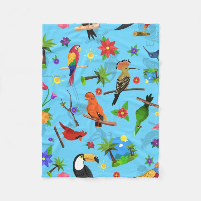 Toucan Flamingo und Arara nahtlose Vogelmuster Fleecedecke (Vorderseite)