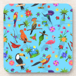 Toucan Flamingo und Arara nahtlose Vogelmuster Getränkeuntersetzer