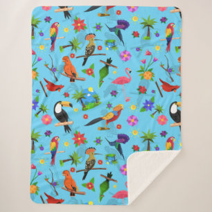 Toucan Flamingo und Arara nahtlose Vogelmuster Sherpadecke