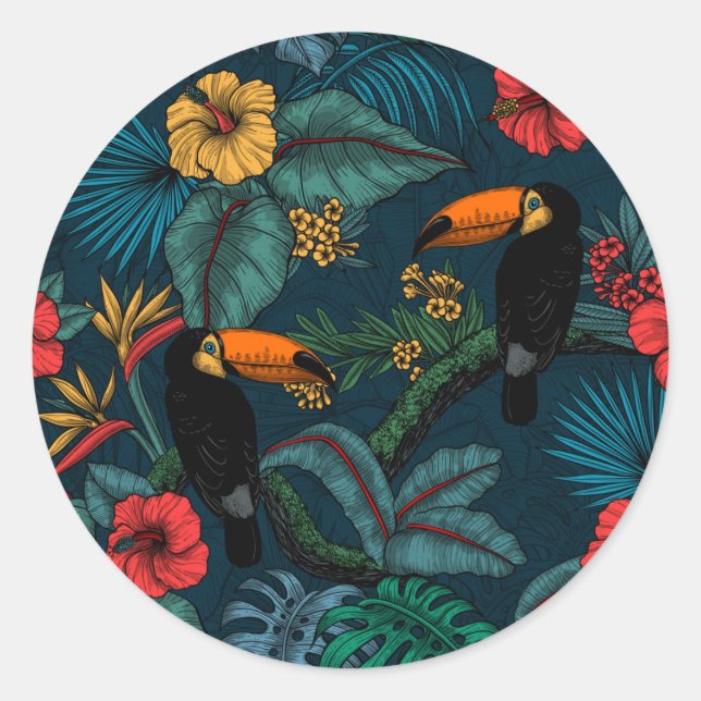 Toucan garden 2 runder aufkleber (Vorderseite)