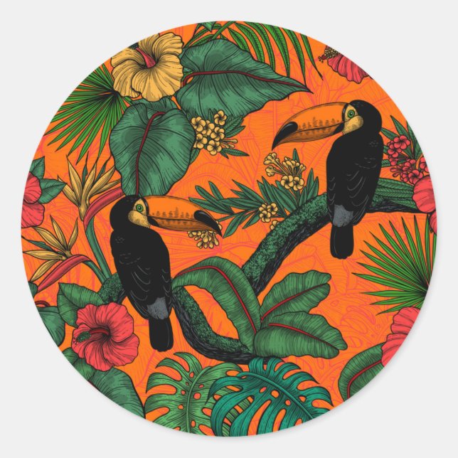 Toucan Garden Runder Aufkleber (Vorderseite)