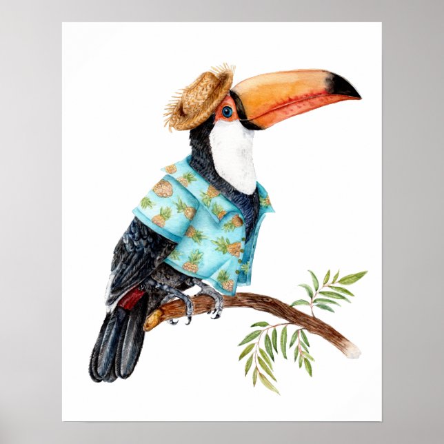 Toucan im hawaiianischen Shirt Poster (Vorne)