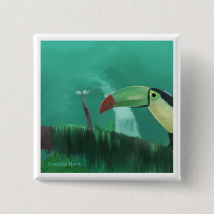 Toucan im Regenwald Button