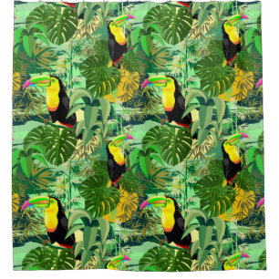 Toucan in grünem Amazonas-Gebiet Regenwald Duschvorhang