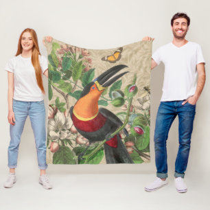 Toucan Jungle Tropical Bird Beautiful Antique Fleecedecke