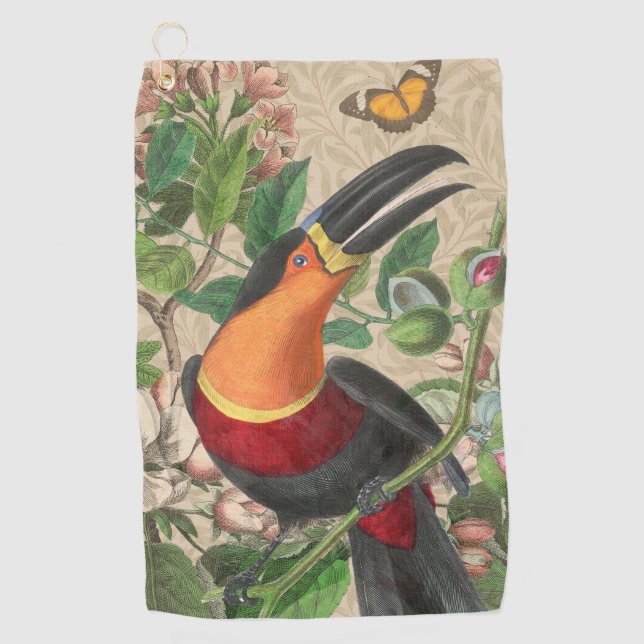 Toucan Jungle Tropical Bird Beautiful Antique Golfhandtuch (Vorderseite)