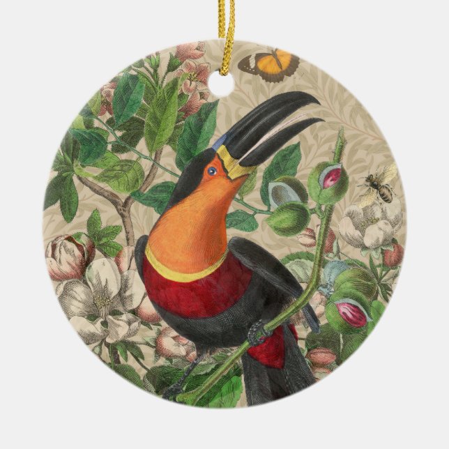 Toucan Jungle Tropical Bird Beautiful Antique Keramik Ornament (Vorne)