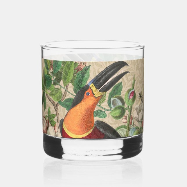 Toucan Jungle Tropical Bird Beautiful Antique Whiskyglas (Vorderseite)
