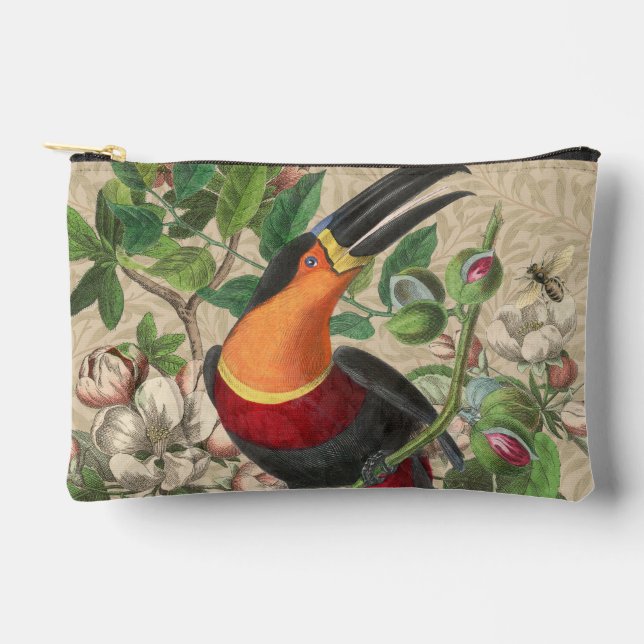 Toucan Jungle Tropical Bird Beautiful Antique Zubehörtasche (Vorderseite)