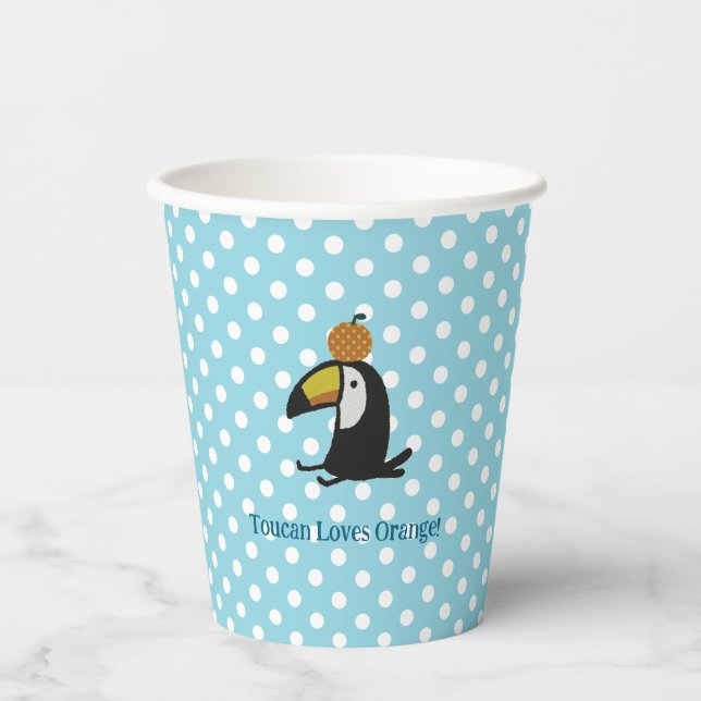 Toucan Loves Orange Pappbecher (Vorderseite)