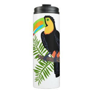 Toucan mit Palm-Blätter Thermosbecher