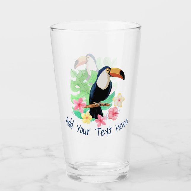 Toucan mit tropischen Blume Glas (Vorderseite)