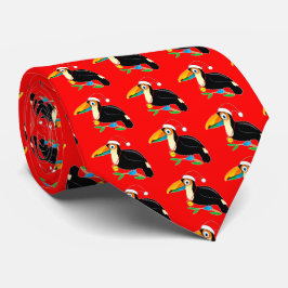 Toucan mit Weihnachtsmannmütze Neck Tie Krawatte