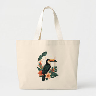 Toucan Muse Tropical Botanical Tote Bag Jumbo Stoffbeutel