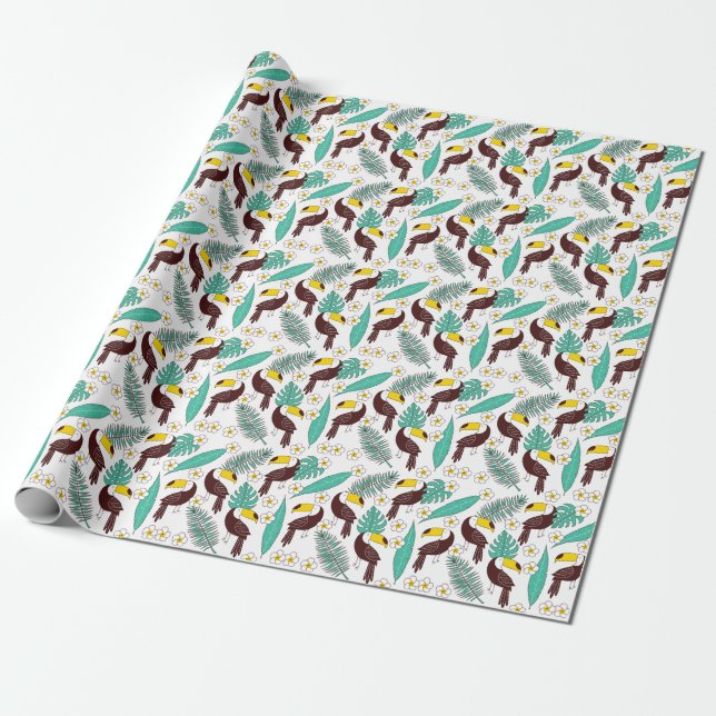 Toucan Orchid Vintag Palm Muster Geschenkpapier (Ungerollt)