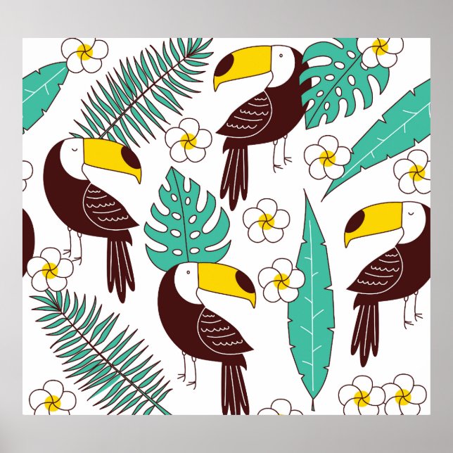 Toucan Orchid Vintag Palm Muster Poster (Vorne)