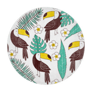 Toucan Orchid Vintag Palm Muster Schneidebrett