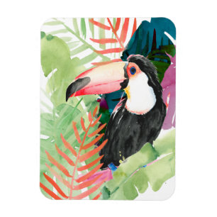 Toucan Portrait mit tropischen Blätter Magnet