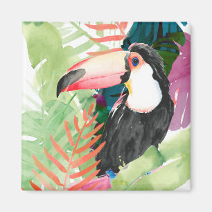 Toucan Portrait mit tropischen Blätter Magnet