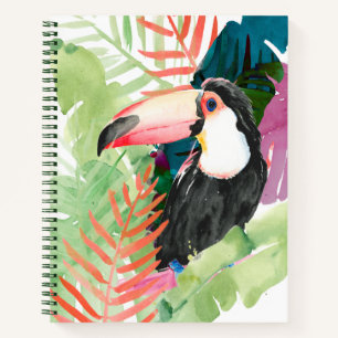 Toucan Portrait mit tropischen Blätter Notizbuch