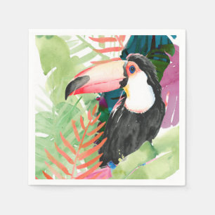 Toucan Portrait mit tropischen Blätter Serviette