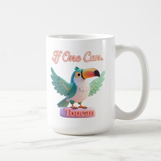 Toucan Pun Motivational Funny 3D Art Kaffeetasse (Rechts)