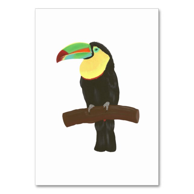 Toucan Tropical Bird Reading Flashcards für Erwach Tischnummer (Vorderseite)