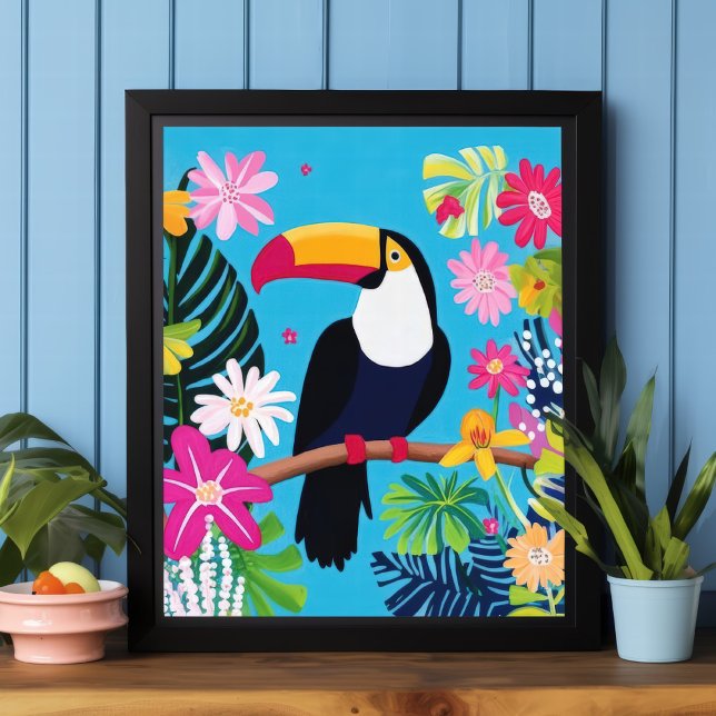 Toucan Tropical Blume Jungle Bird Wall Kunst Poster (Von Creator hochgeladen)